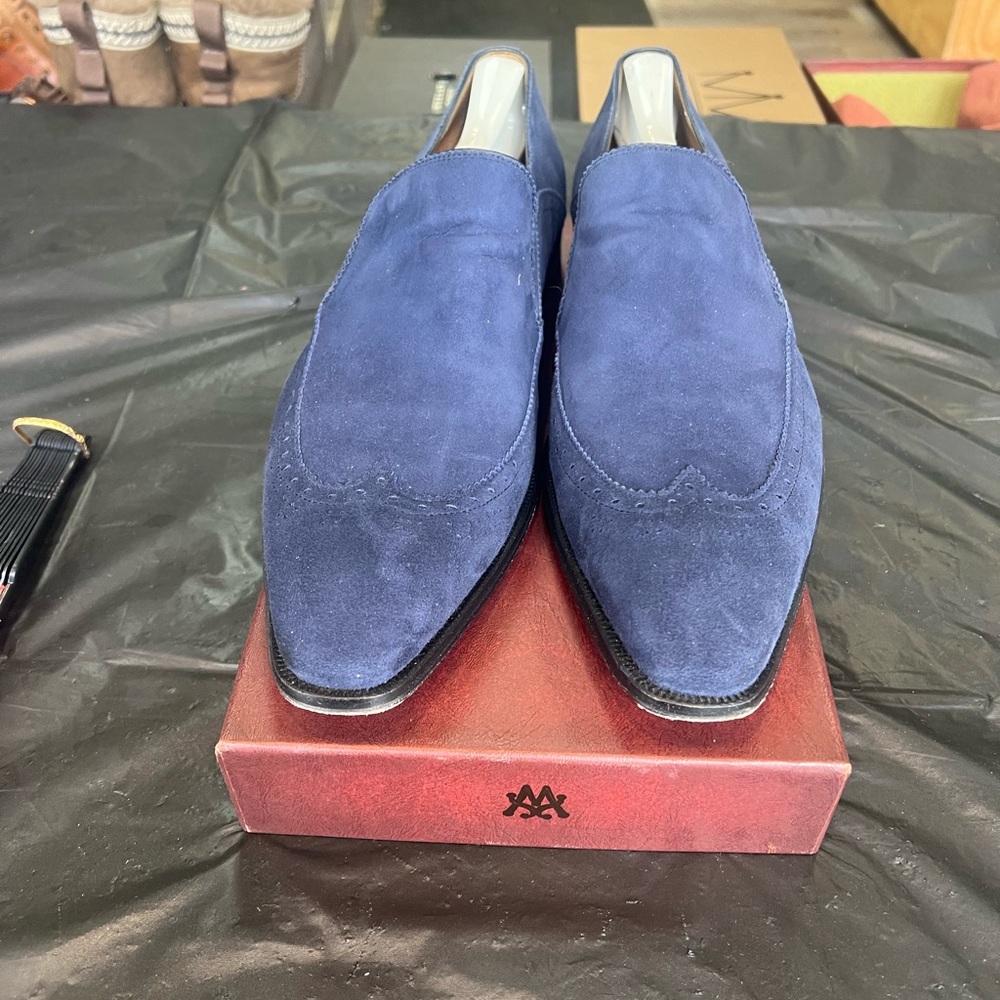 Mezlan Dark Blue Suede Slip-Ons